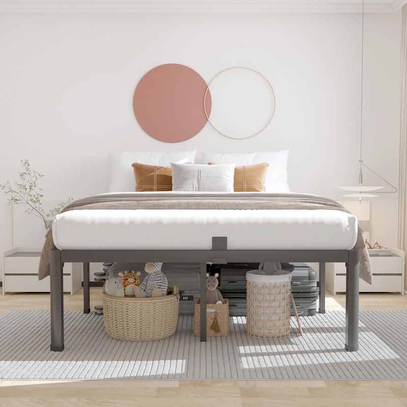 ROIL 12 inch Metal Queen Bed Frame with Rounded Corner