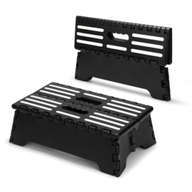 Step Stool Foldable, 5 inch Folding Step Stools for Adults, Sturdy Portable Non-Slip Collapsible Stepping Stool with Handle for SUV, RV, Kitchen, Bathroom (Black)