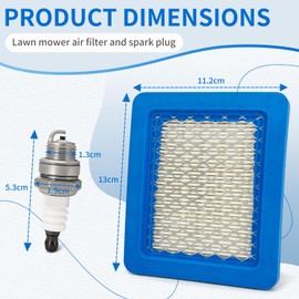 Spark Plug Air Filter Lawnmower for Briggs Stratton - Spark Plug & Air Filter for Lawnmower for Briggs & Stratton 625/650/675, Replacement Parts Set Suitable for Lawnmower Air Filter 491588 399959