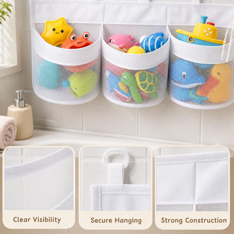XZSKD Bath Toy Storage, Bathroom Toy Storage Bag with Multiple