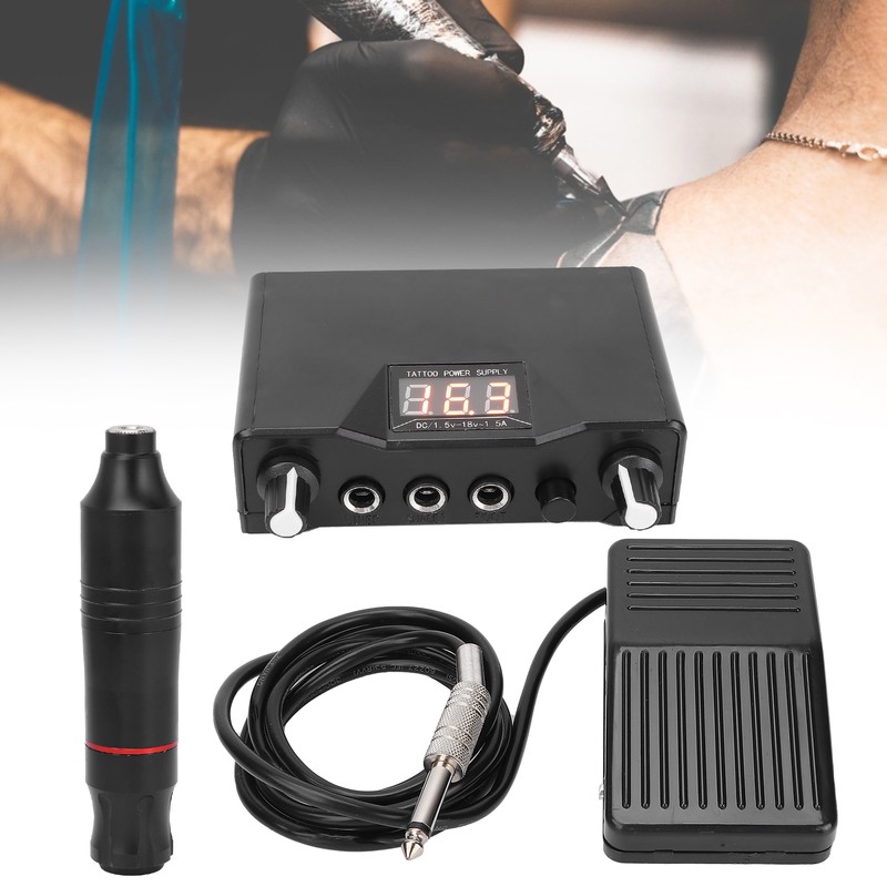 Professional Tattoo Pen Kit Tattoo Machine Foot Pedal Power Supply