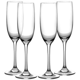 Amlong Crystal Lead-Free Champagne Flutes Glasses, Normal Stem, Set of 4