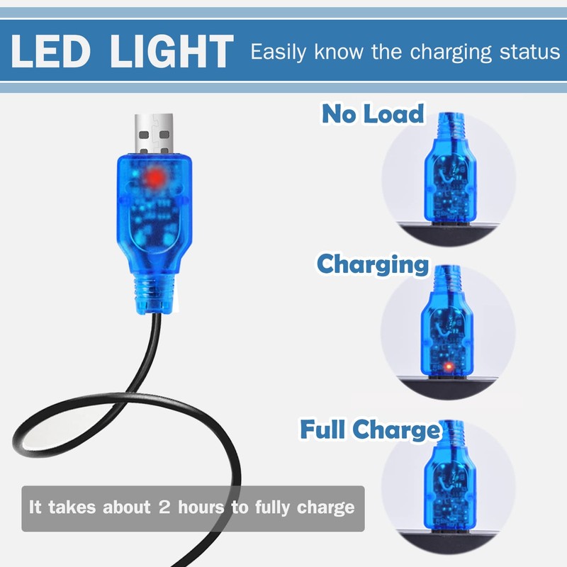 VICMILE 3.7V 800mah Li-ion Battery 2Pack with USB Chargers JST