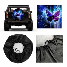 MIYASANG Butterfly Spare Tire Cover Fantasy Surreal Holographic Space Illumination Purple Morpho Weatherproof Universal Wheel Protectors Camper Tire Covers for Trailer Rv Travel(17 inch)