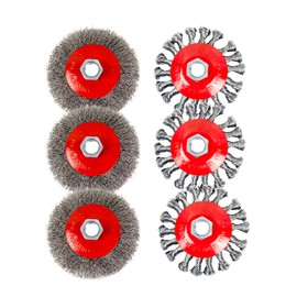 OSFTBVT Wire Wheel Brush for 4-1/2" Angle Grinder 4 Inch Wire Wheel Twisted/Crimped Kit 5/8"-11 Threads Arbor - 6pcs