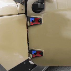 Aluminum Door Hinge Kit Compatible with 2018-2025 Jeep Wrangler JL JLU & Gladiator JT Unlimited Rubicon Sahara Sports Accessories,8Pcs (Black - Flag - Colorful)