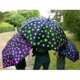 iX-brella Fibreglass Umbrella Automatic Wetprint – Colour Changing in Wet – Paintdrops, Paintdrops Neon Green, Automatic pocket umbrella