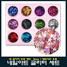 Nail art star glitter 12-piece set 3mm / 네일아트 별 글리터 12종세트 3mm