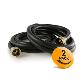 K&J Premium 6ft Washing Machine Hoses Burst Proof - Hot and Cold Water Supply Hoses for Washing Machines (Rubber)