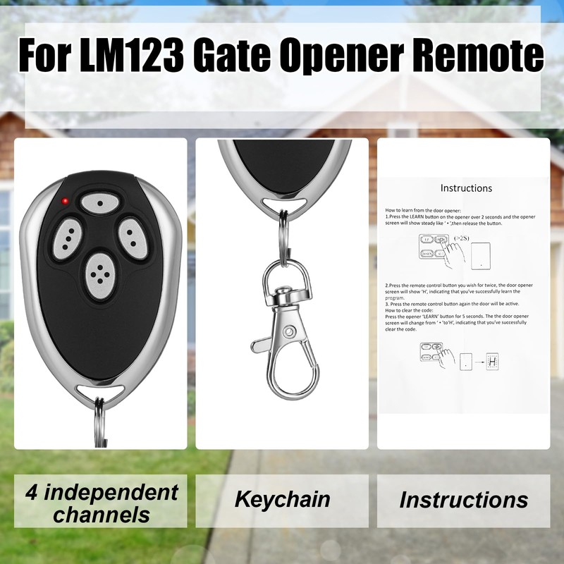 Kingdder 2 Pcs 4 Channels Gate Opener Remote Compatible with