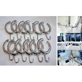 New Elegant Semi-Open Shower Curtain Hooks in Chrome - Set of 14 (Chrome)
