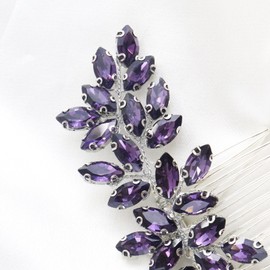 Brihasory Luxurious Wedding Hair Comb Full Rhinestones Bride Hair Accessories for Party Prom Bridal Side Hair Combs for Women Bride Girls Hair Decoration(Purple)