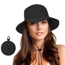Durio Rain Hat Women's Waterproof Fishing Hat Women Men Fishing Hat Bucket Hat Sun Hat Women Foldable Portable Outdoor Summer Hat, black