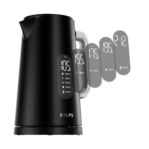 KRUPS Smart Temp Electric Kettle: 1.7L Capacity, 5 Precise Temperature