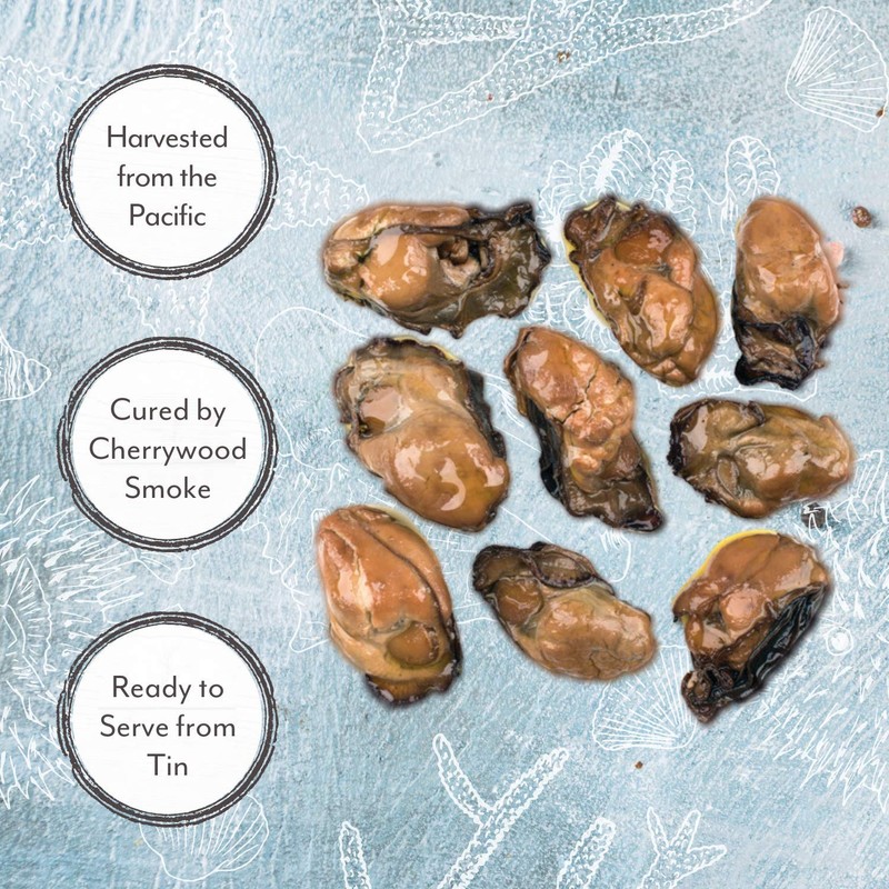 Roland Foods Premium Smoked Large Oysters in Oil, Wild Caught,