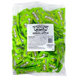 Sour Punch Chews Sour Chewy Candy Individually Wrapped Bulk Taffy – Sour Punch Taffy Candy Bulk, Candy Chews (3 Pound Bulk Candy) (Green Apple)