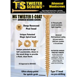 Twister Screws Decking Screws | 4.5mm x 60mm | Tan | Box of 100