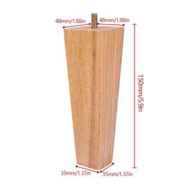 Jetcloud Height Sofa Legs,4PCS Wooden Furniture Legs,Square Tapered Solid Replacement Furniture Armchair Cabinet Feet Legs Straight Wood Color for Ottoman Couch Dresser (15CM)