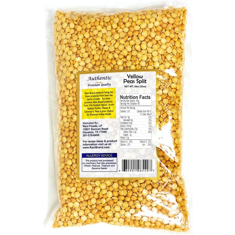 Rani Yellow Peas Split, Dried (Vatana, Matar) 2lbs (32oz) ~
