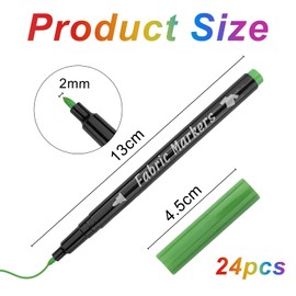 Lixiluxia 24 Colours Textile Pens, Fabric Pens, Textile Paint for Painting, Textile Pens Textile Markers, Fabric Marker Pens Set for T-Shirts, Hat, Canvas Shoes, Shopping Bag