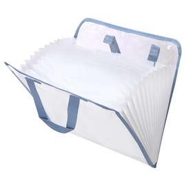 sourcing map 13 Pockets Accordion File Organizer, Expanding File Folder Portable Accordion Document Bag with Classified Index Stickers for Office Worker, Blue (Horizontal)