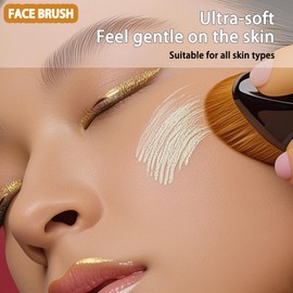 Flawless Foundation Makeup Brush, 2Pcs Flat Top Kabuki Magic Face Brush for Liquid Cream, Self Tanning Body Brushes with Portable Case, Large Head Quick and Even Makeup, Ultra-Soft, Pink