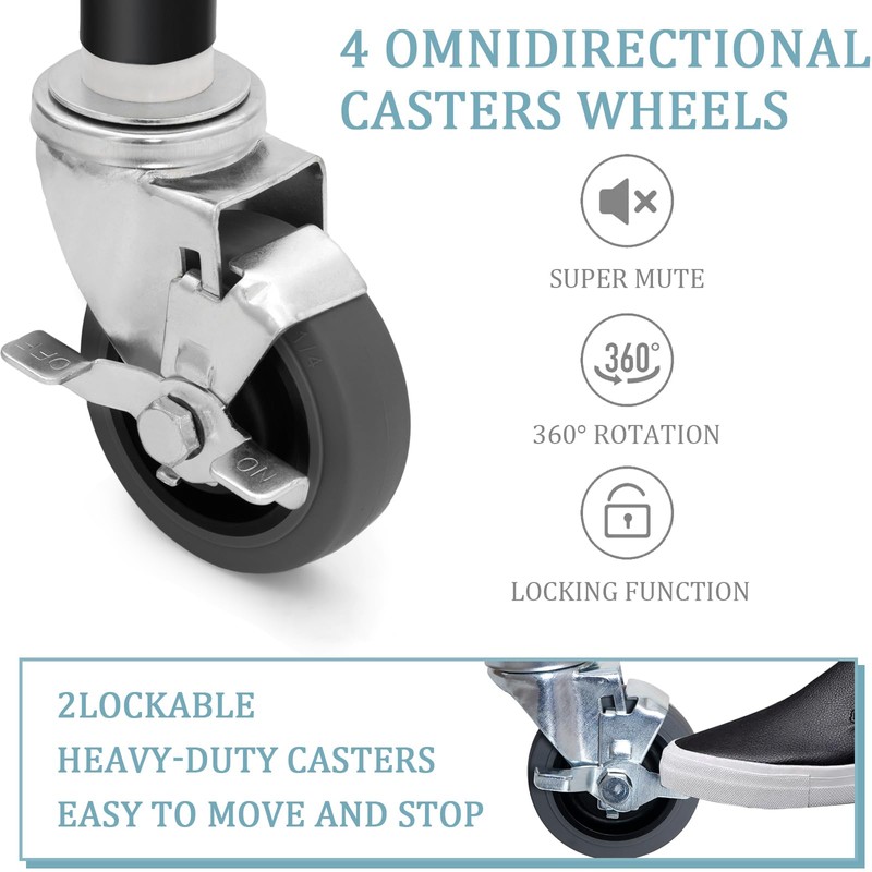 4 inch Prep Table Casters Set of 4 Heavy Duty