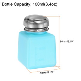 sourcing map 3pcs Solvent Alcohol Dispenser 100ml Push Down Dispenser Pump Bottle, Blue