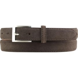 BELTINGER Suede Belt 2.5 cm Suede Leather Belt for Men and Women 25 mm Suede Belt with Round Belt Buckle, Dark brown, silver.