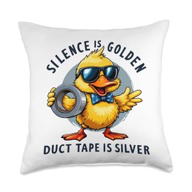 Antisocial Duck Funny Duct Tape With Sarcastic Attitude Throw Pillow
