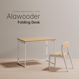 alawooder Folding Desk 40 Inch - Small Foldable Desk for Small Space Minimalist, Space Saving Collapsible Compact Desk Portable Table for Craft, Writing, Study and Work (No Assembly Required)