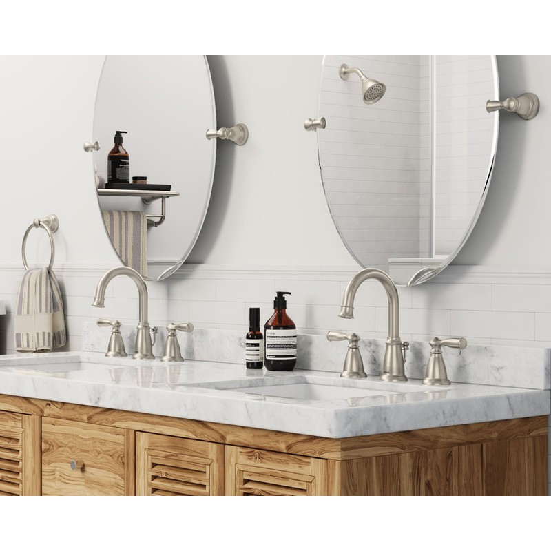 Moen Glenshire Brushed Nickel 26-Inch x 22-Inch Frameless Pivoting Bathroom