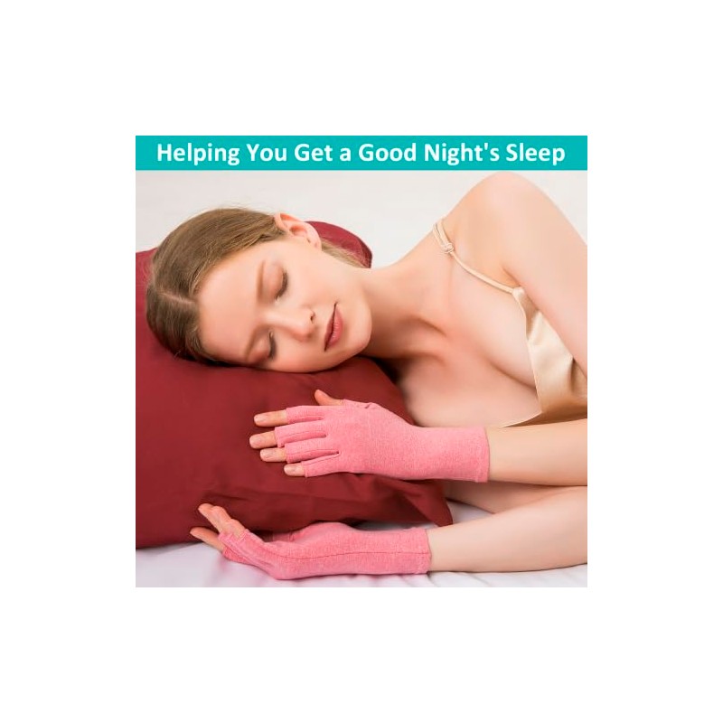 2 Pairs Rheumatoid Arthritis Compression Gloves, Pink, M