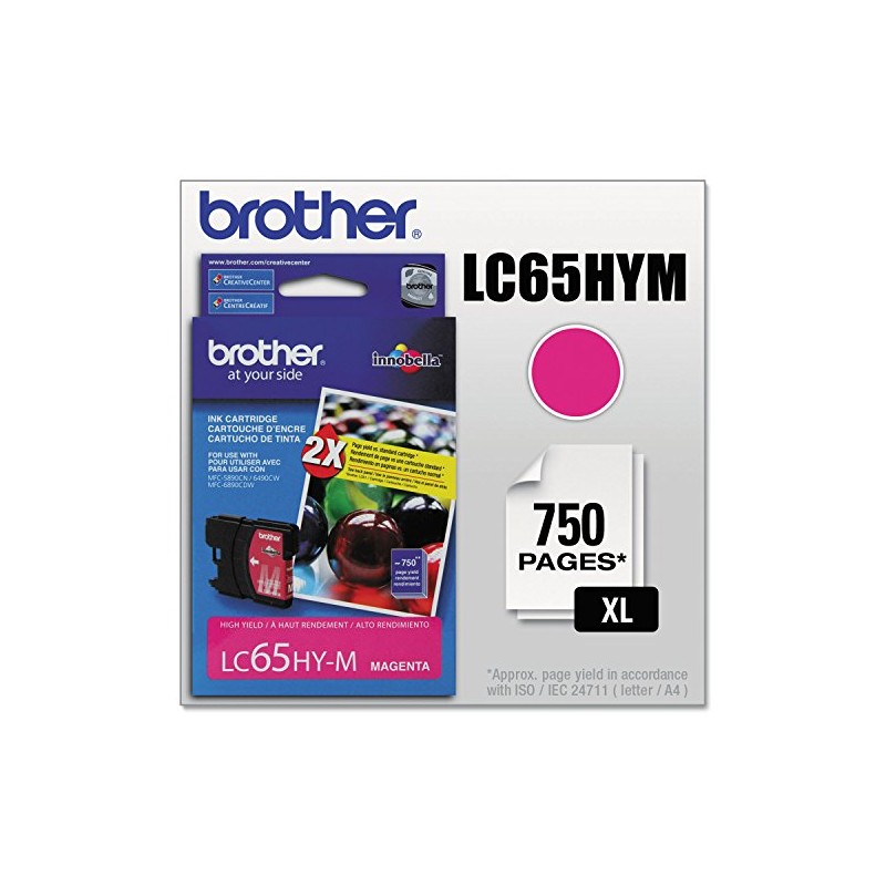 Brother LC65HYM High-Yield -Ink Cartridge, 750 Page-Yield, Magenta