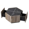 Rural Style Wood Coffee Table Hexagonal with Storage Drawers for