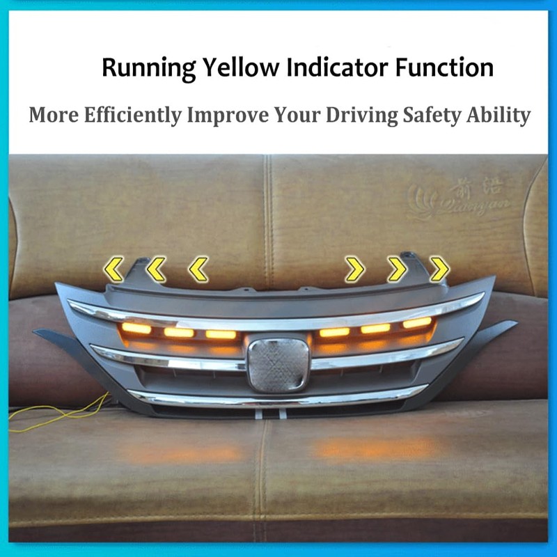 ECAHAYAKU Front Bumper LED Grille Amber Turn Signal Light Driving