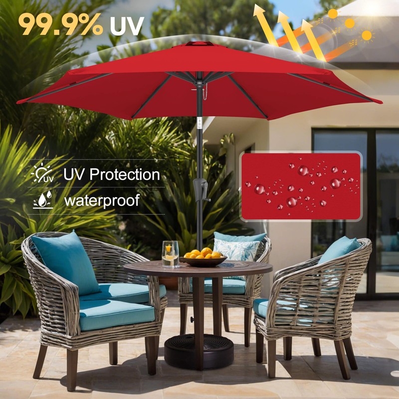 FLAME&SHADE 9ft Patio Umbrella Outdoor - Table Umbrella with Push