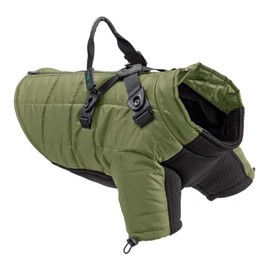 Gooby Alpine Explorer - Olive Branch, X-Small - Waterproof Jacket with Cross Lock Converter for Small Dog and Medium Dog
