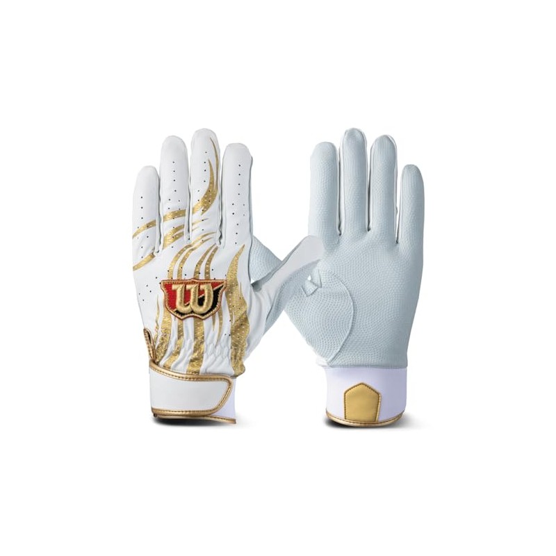 Wilson WBG-PRO1 Ambidextrous White/Gold Batting Gloves X-Large WB5775203XL