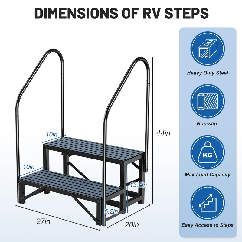 RV Steps Spa Steps with Handrail - 2 Step Hot