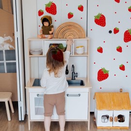 WandSticker4U® - [Set of 3] Strawberries Children's Wall Stickers, Fruity Wall Stickers, Children's Room, Girls & Boys, Strawberry Stickers, Fruit Stickers, Kitchen Fridge Furniture Stickers, DIY
