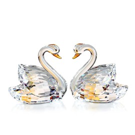DOJOZ Crystal Swan A Pair Sweet Gifts Sparkle Figurine Collection Centerpiece Ornament (White)