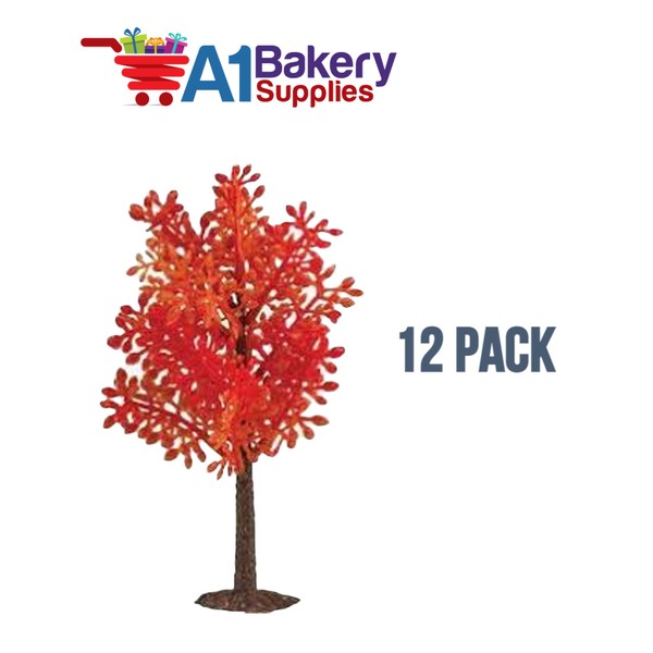 Decoración de árbol de otoño en miniatura para tartas, cupcakes, decoración de otoño, 12 unidades