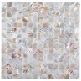 MOP Natural Mother of Pearl Peel and Stick Backsplash Tile Square Seamless Mosaic Tiles for Bathroom Kitchen 12" X 12" 1 Sheet