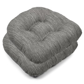 baibu 14×14 Metal Dining Chair Pads with Ties Set of 2, Super Soft Kitchen Chair Cushions Bar Stool Cushions with Non-Slip Bottom - 2 Pads only (Grey, 14×14×2.5in)