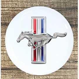 White FORD TRI BAR MUSTANG WHITE CERAMIC KITCHEN CABINET DRESSER KNOB