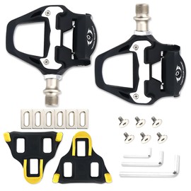 Sarini Road Bike Pedals SPD Pedals Clipless Bicycle Pedals with Cleats Compatible with SPD SL System Aluminum Alloy Threads for Indoor Outdoor Spin Bike