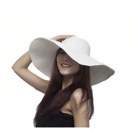 VASANA Women Wide Brim Sun Hat Beautiful Solid Color Beach Sun Visor Straw Hat Cap Summer Beach Hat White 23, White