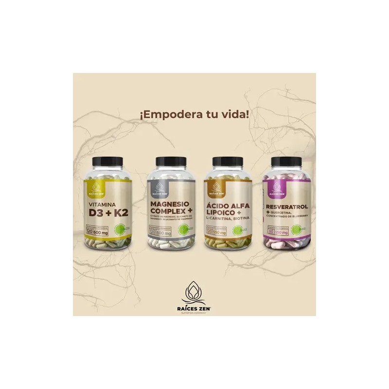 Glicinato Magnesio Raíces Zen Hombres Mujeres 120 Cápsulas