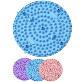 フットマッサージマット 足圧ポイントマッサージマット 31cm 疲労軽減 家庭用 円形 指圧板 マット (ブルー)